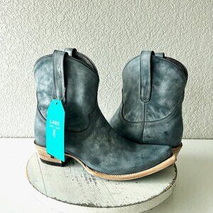 Lane EMMA JANE Womens Cowboy Booties Western Denim Blue Cowgirl Short Boots 9.5